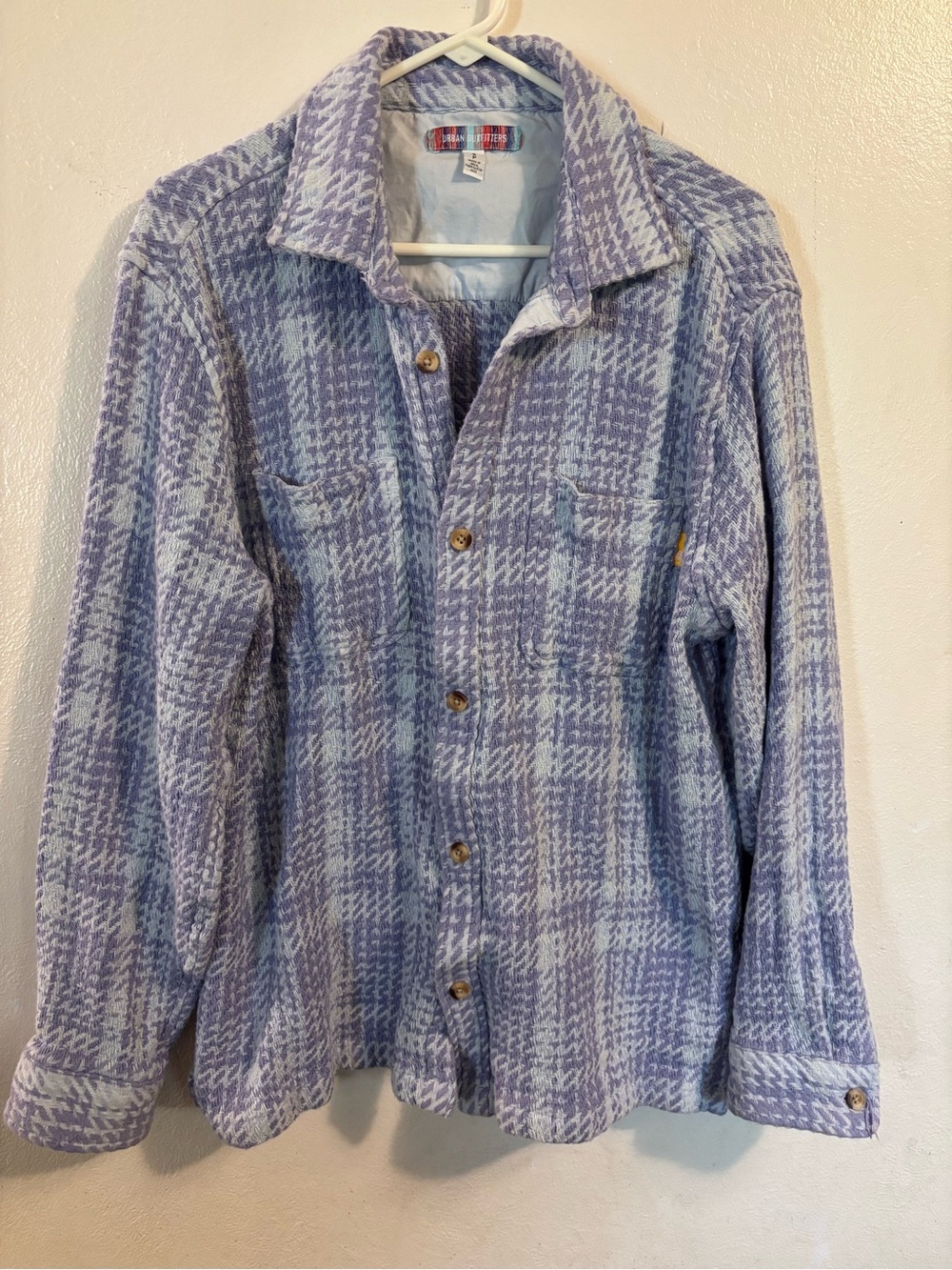 Urban Outfitters Lavender and White Plaid Shirt Jacket